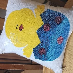 Pier 1 Reversible Sequins Square Decorative Easter Pillow 12 X 12”